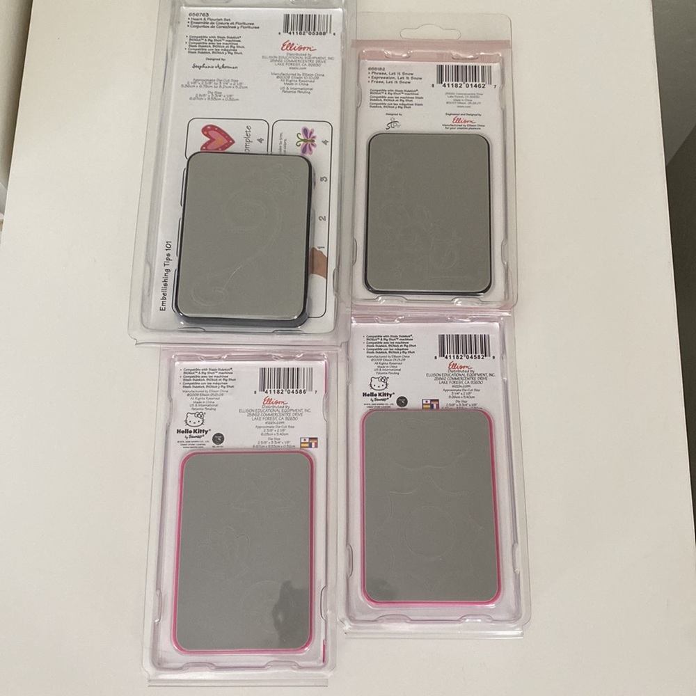 4 Packages Sizzix Medium Sizzlits Dies Hello Kitty, Flourishes, Snow Phrase New - Picture 4 of 5